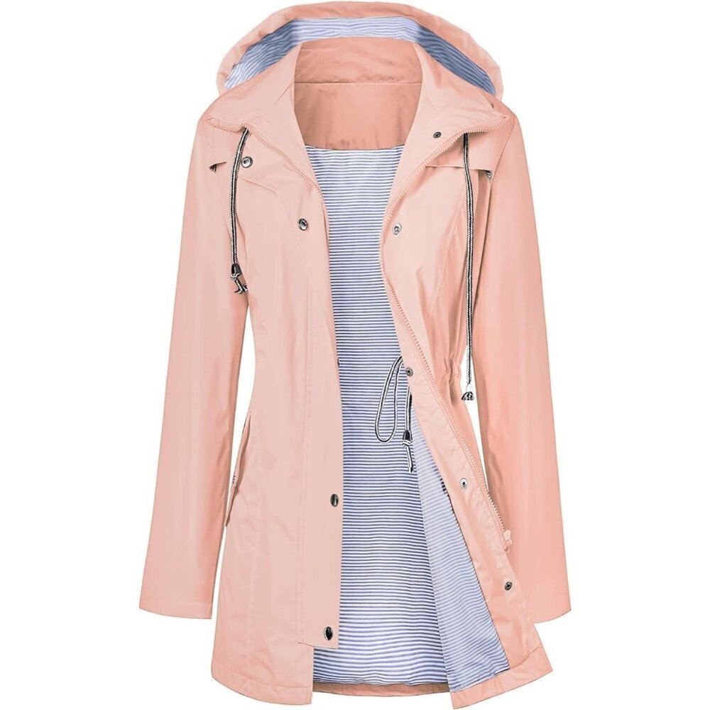 Raincoat Women Waterproof Hooded Trench Coats Lined Windbreaker Travel Jacket